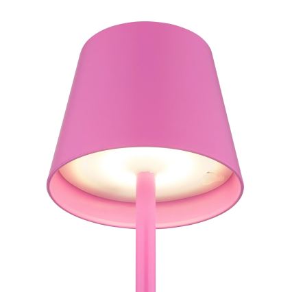 Globo - Lampă de masă LED pentru exterior, reîncărcabilă, tactilă și reglabilă, 3 în 1, LED/3W/5V, 3000/4000/5000K, IP54, 1800 mAh, roz