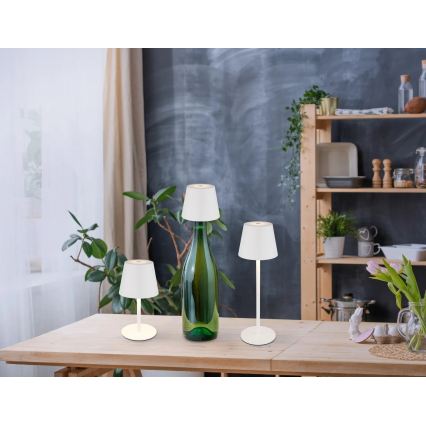 Globo - Lampă de masă LED de exterior, tactilă, reglabilă și reîncărcabilă 3-în-1 LED/3W/5V 3000/4000/5000K IP54 1800 mAh albă