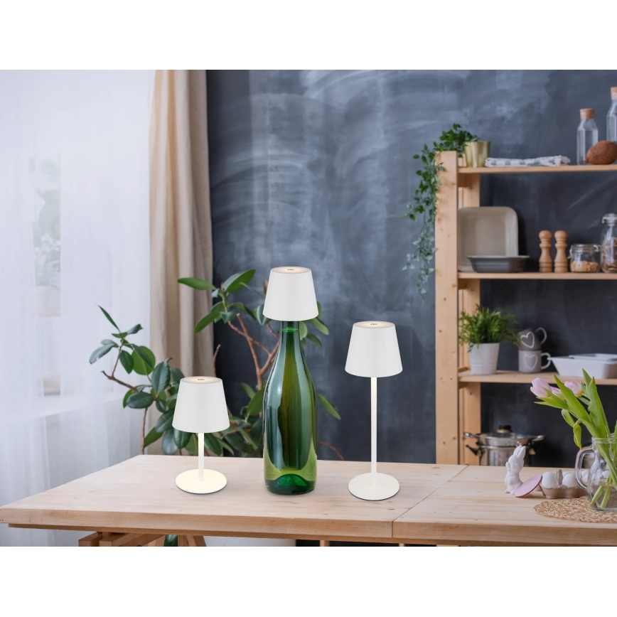 Globo - Lampă de masă LED de exterior, tactilă, reglabilă și reîncărcabilă 3-în-1 LED/3W/5V 3000/4000/5000K IP54 1800 mAh albă