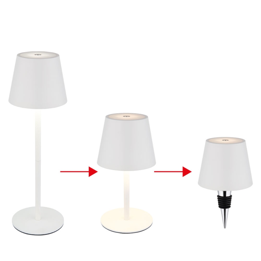 Globo - Lampă de masă LED de exterior, tactilă, reglabilă și reîncărcabilă 3-în-1 LED/3W/5V 3000/4000/5000K IP54 1800 mAh albă
