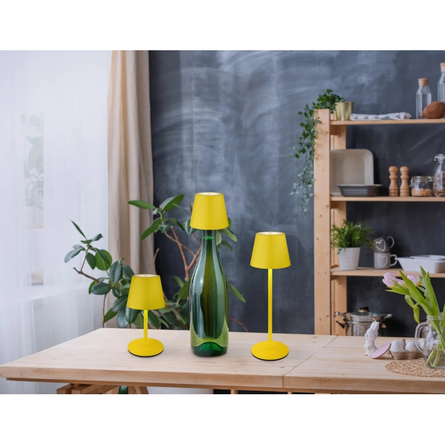 Globo - Lampă de masă exterioară reîncărcabilă, tactilă, reglabilă, 3-în-1 LED/3W/5V 3000/4000/5000K IP54 1800 mAh galbenă