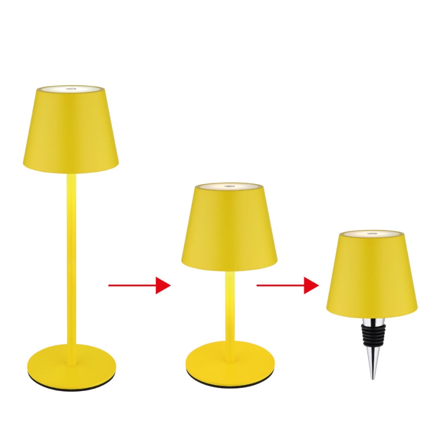 Globo - Lampă de masă exterioară reîncărcabilă, tactilă, reglabilă, 3-în-1 LED/3W/5V 3000/4000/5000K IP54 1800 mAh galbenă