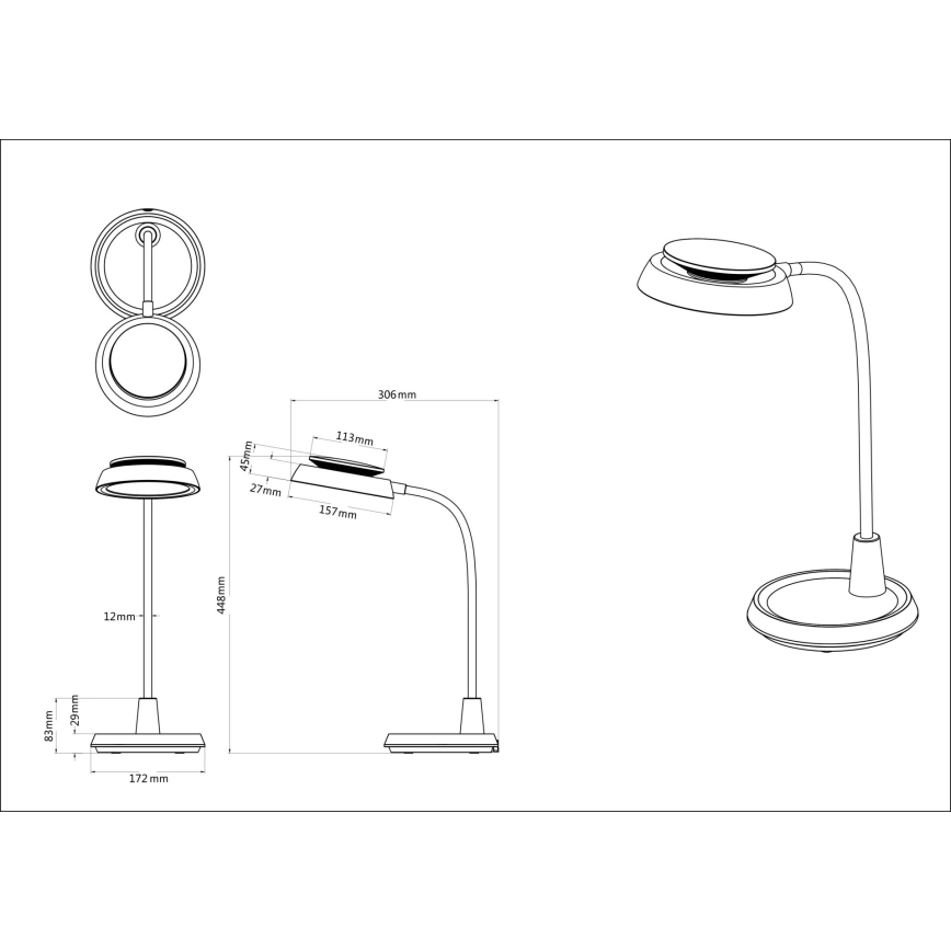 Globo - Lampă de birou LED cu dimmer tactil LED/12W/230V 3000/4000/6500K, negru