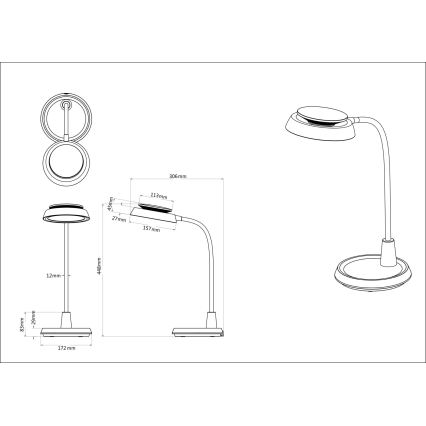 Globo - Lampă de birou tactilă dimmabilă LED/12W/230V 3000/4000/6500K albă