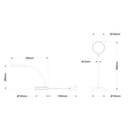 Globo - Lampă de masă LED cu reglare tactilă a intensității LED/8W/230V 2700K/4000K/6500K neagră