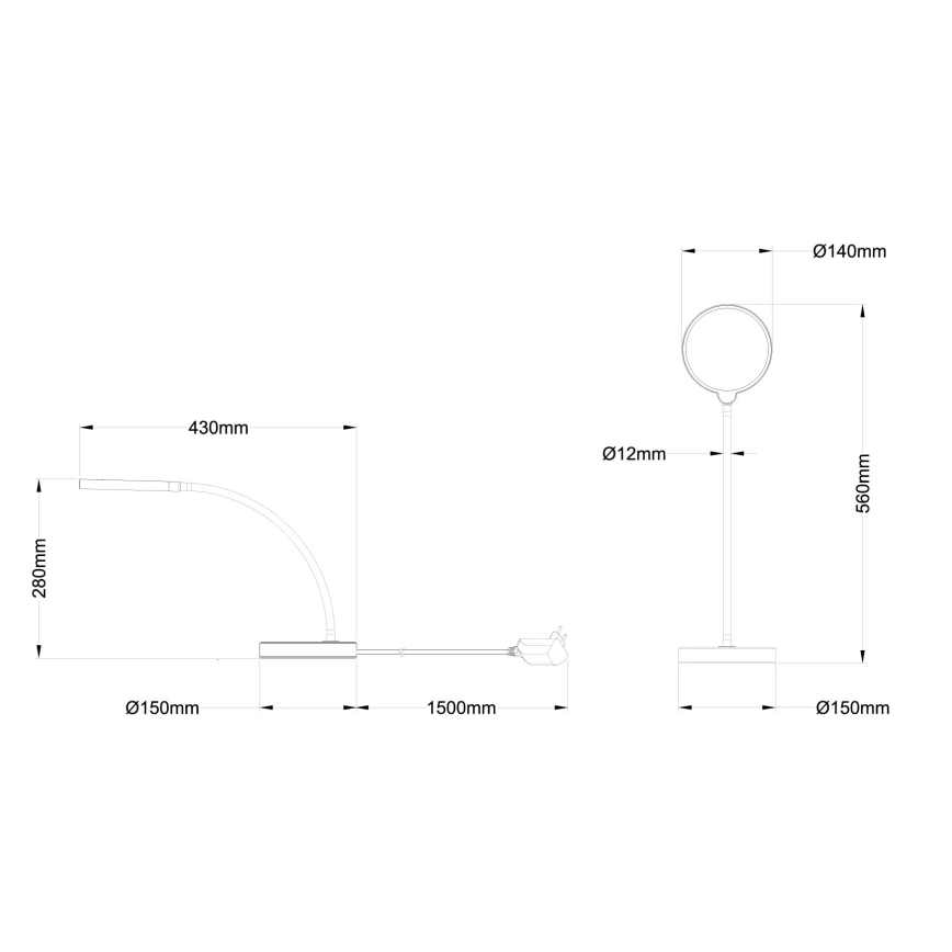 Globo - Lampă de masă LED cu reglare tactilă a intensității LED/8W/230V 2700K/4000K/6500K neagră
