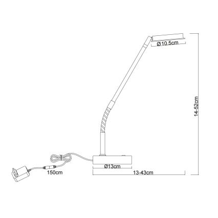 Globo - Lampă de masă tactilă reglabilă LED/6,5W/230V 2700/3350/4000K crom mat