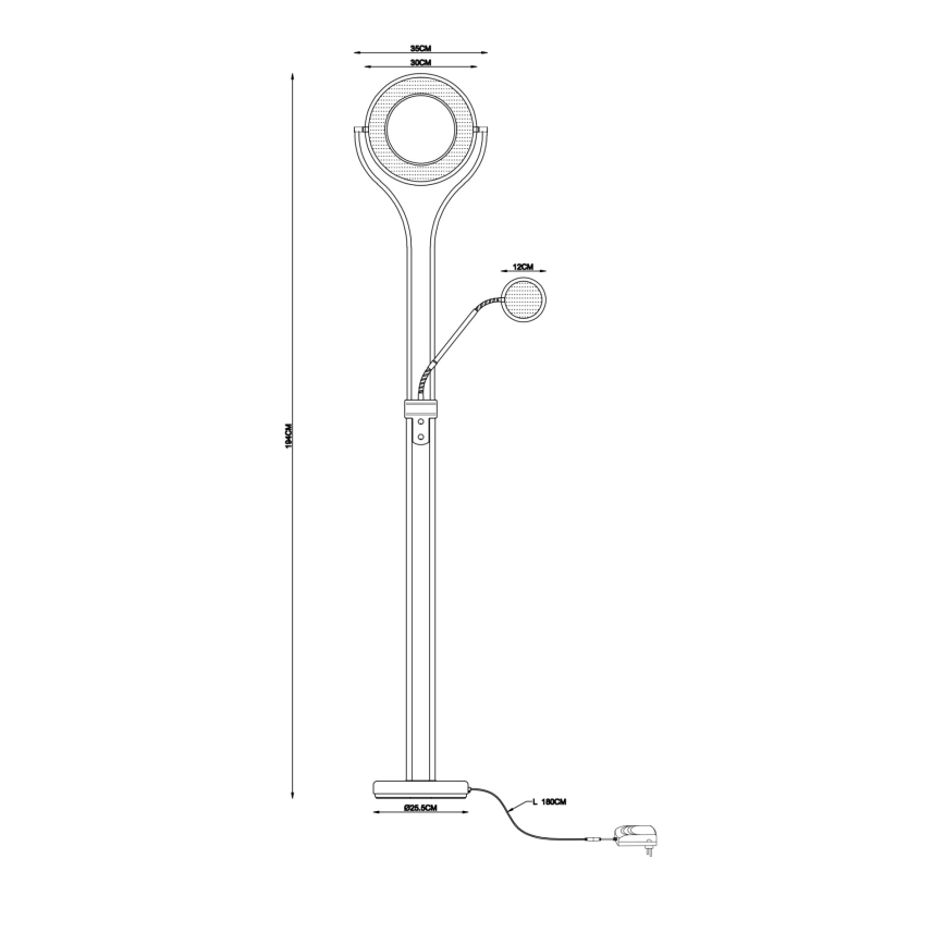 Globo - Lampă de podea LED reglabilă LED/20W/230V + LED/4W 3000K alamă