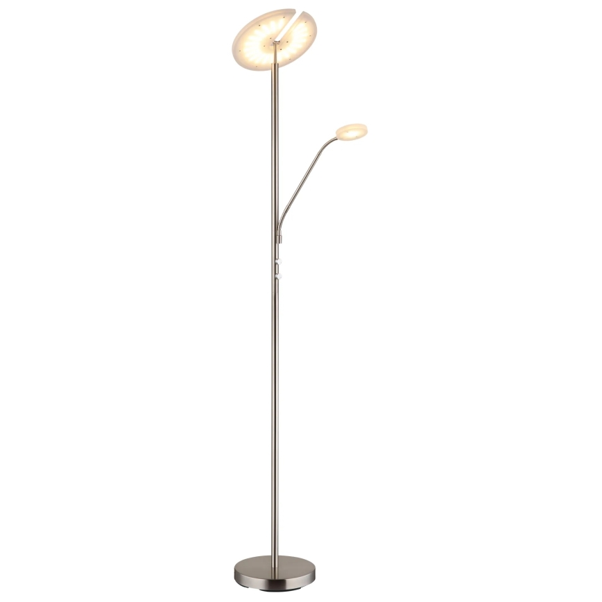 Globo - Lampă LED de podea dimabilă LED/28W/230V + LED/5W 3000K crom lucios