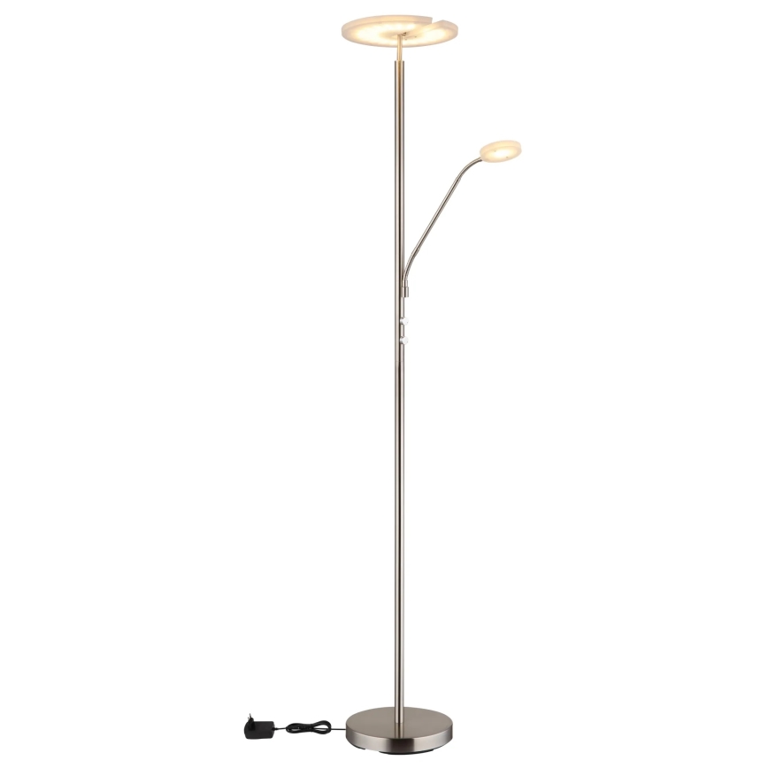 Globo - Lampă LED de podea dimabilă LED/28W/230V + LED/5W 3000K crom lucios