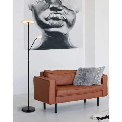 Globo - LED Lampă de podea reglabilă LED/28W/230V + LED/5W 3000K neagră