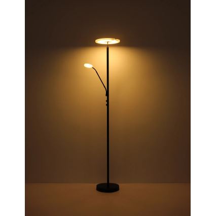 Globo - LED Lampă de podea reglabilă LED/28W/230V + LED/5W 3000K neagră