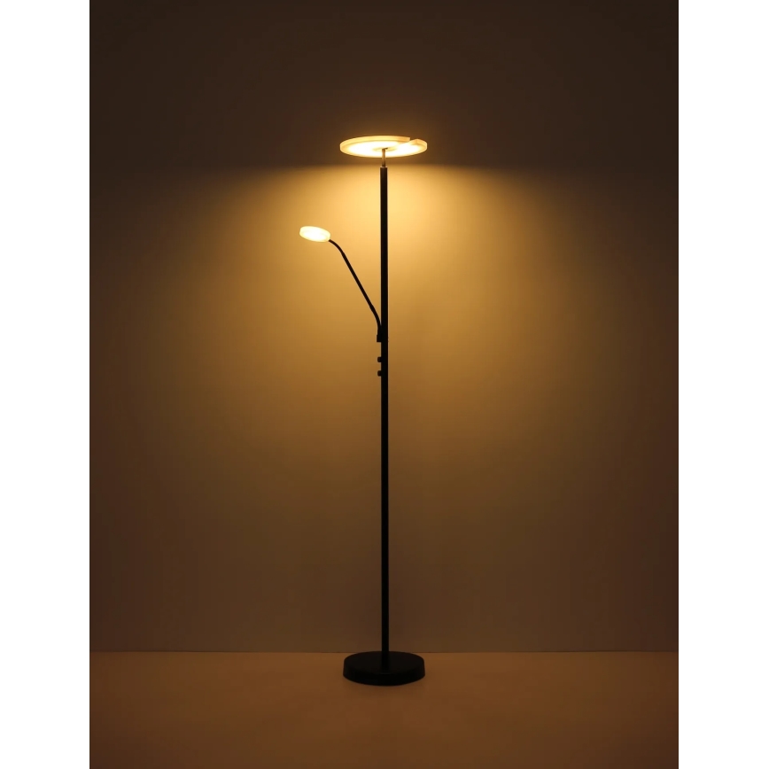 Globo - LED Lampă de podea reglabilă LED/28W/230V + LED/5W 3000K neagră