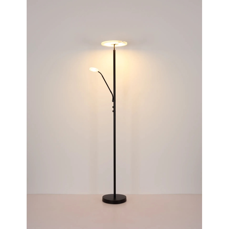 Globo - LED Lampă de podea reglabilă LED/28W/230V + LED/5W 3000K neagră