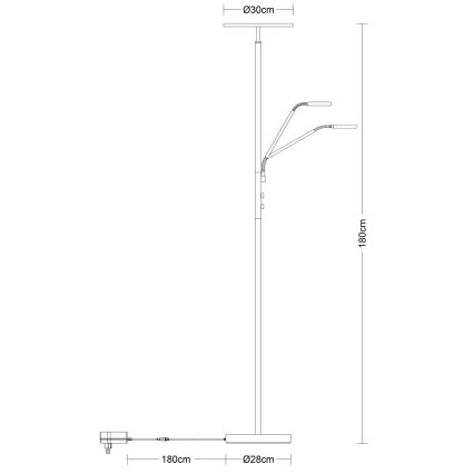 Globo - LED Lampă de podea reglabilă LED/28W/230V + LED/5W 3000K neagră