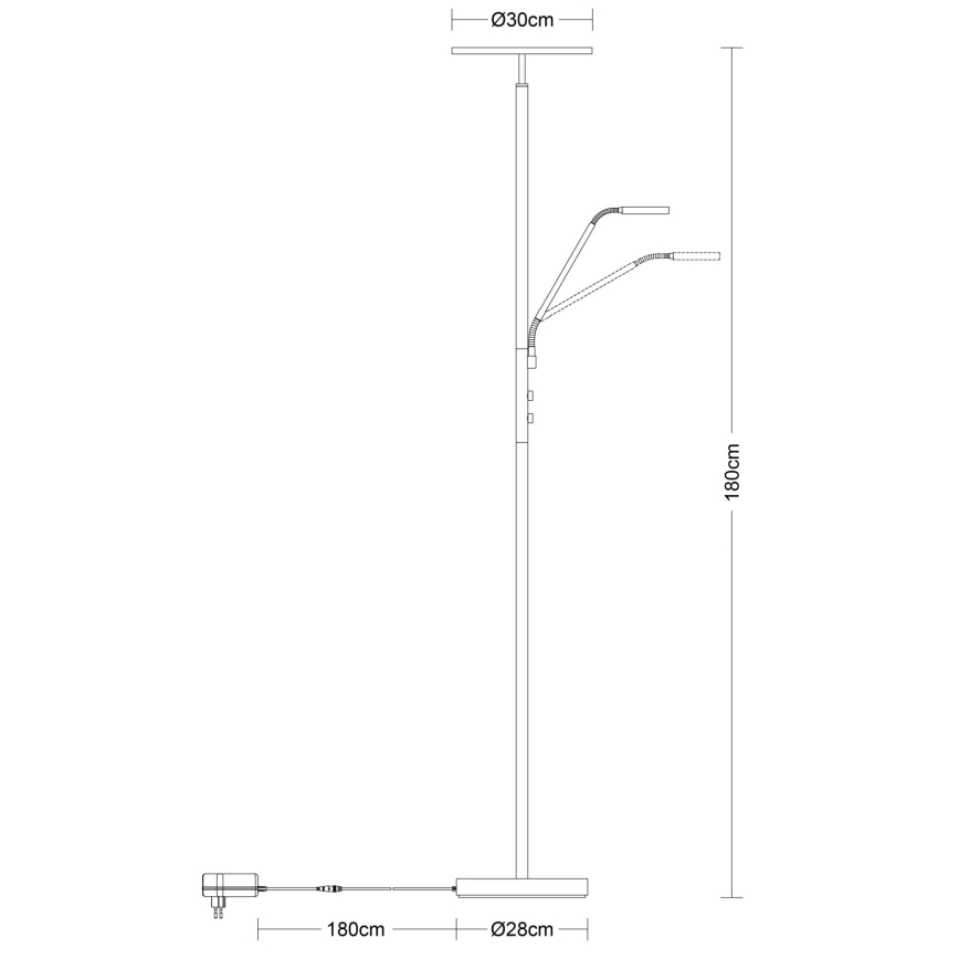 Globo - LED Lampă de podea reglabilă LED/28W/230V + LED/5W 3000K neagră