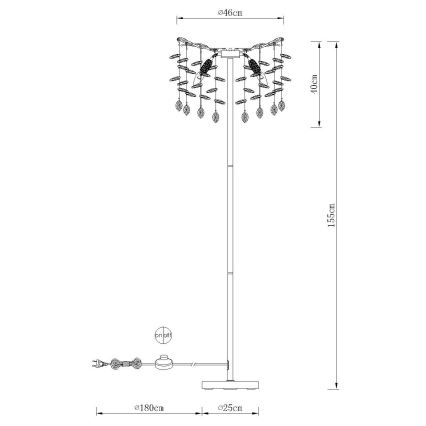Globo - Lampadar 5xE14/40W/230V auriu