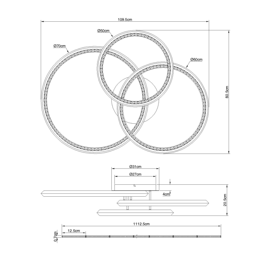 Globo - Plafonieră LED dimabilă LED/72W/230V 2700-6000K 50x75 cm cu telecomandă