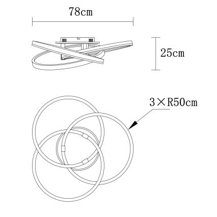 Globo - Lampă de tavan LED dimabilă, 75W/230V, 2700-6000K, Ø 78 cm + telecomandă