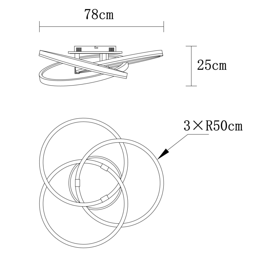 Globo - Lampă de tavan LED dimabilă, 75W/230V, 2700-6000K, Ø 78 cm + telecomandă