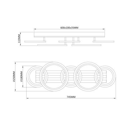 Globo - Plafonieră LED LED/34W/230V 3000/4200/600K 25x74,5 cm