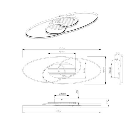 Globo - Plafonieră LED LED/40W/230V 3000K 85x30 cm