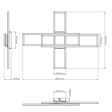 Globo - LED Plafonieră LED/55W/230V 3000K 80x60 cm