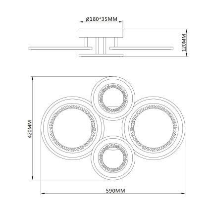Globo - Plafonieră LED, 54 W, 230 V, 3000/4200/6000 K, 59 x 42 cm
