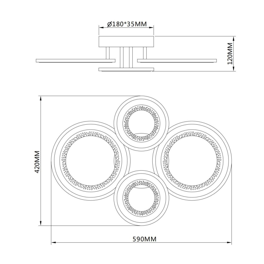 Globo - Plafonieră LED, 54 W, 230 V, 3000/4200/6000 K, 59 x 42 cm