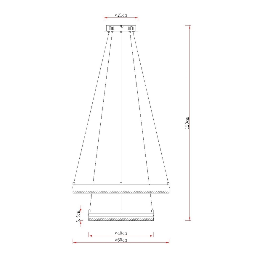 Globo - Corp de iluminat LED dimabil suspendat pe cablu LED/60W/230V 2700-6000K + telecomandă