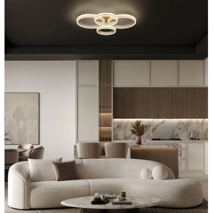 Globo - Lampă de tavan LED dimabilă, 90W/230V, 2700-6000K, argintie, cu telecomandă