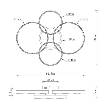 Globo - Lampă de tavan LED dimabilă, 90W/230V, 2700-6000K, argintie, cu telecomandă