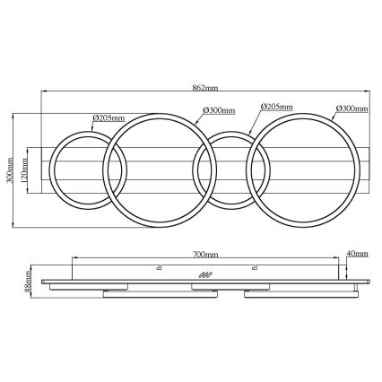 Globo - Plafonieră LED de 55W/230V, 4000K, 30x86,2 cm