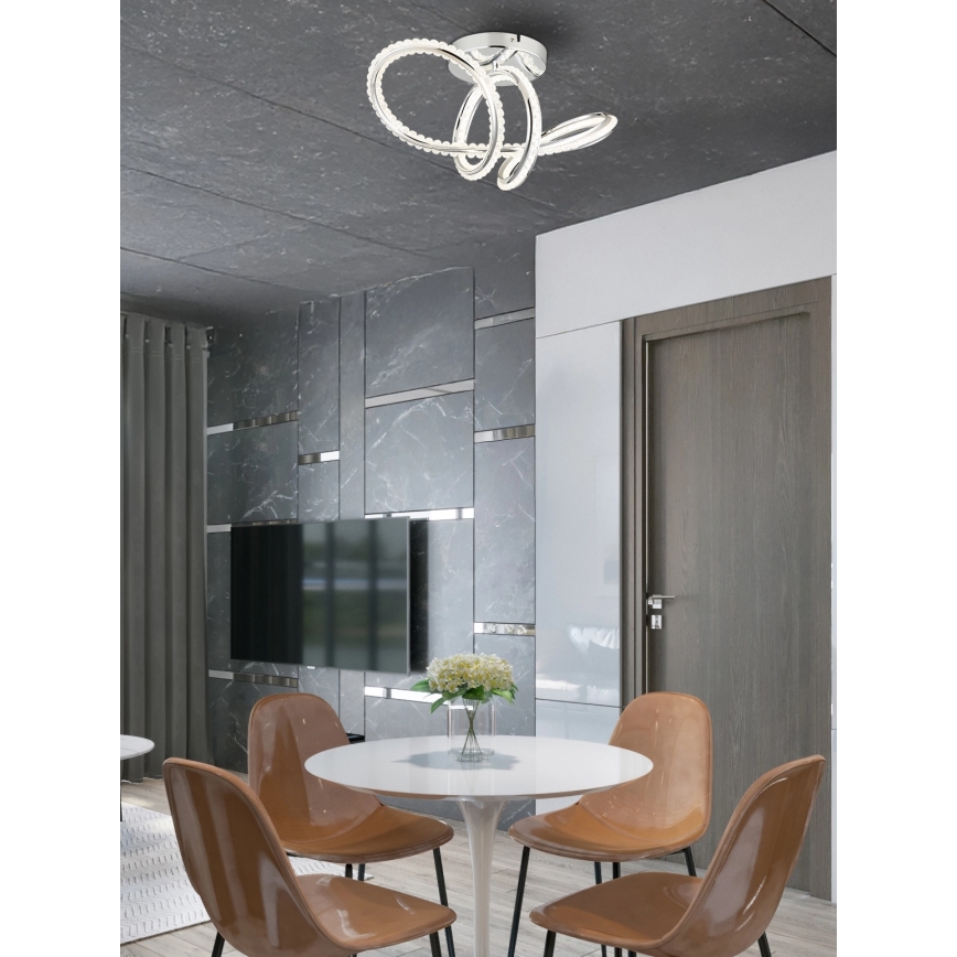 Globo - Lampă de tavan LED dimmabilă LED/40W/230V 2700-6000K crom lucios + telecomandă