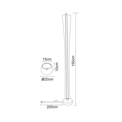 Globo - Lampadar LED 48W, 230V, 2700/4000/6000K