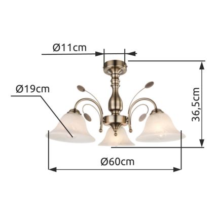 Globo - Plafoniera 3xE27/60W/230V