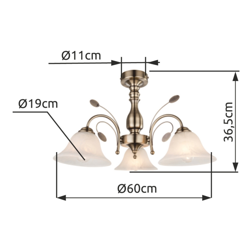 Globo - Plafoniera 3xE27/60W/230V