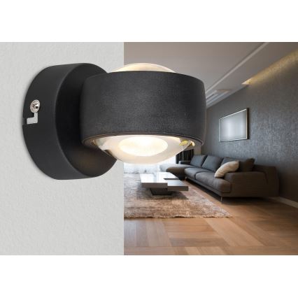 Globo - Aplica de perete LED/7W/230V 3000K neagră