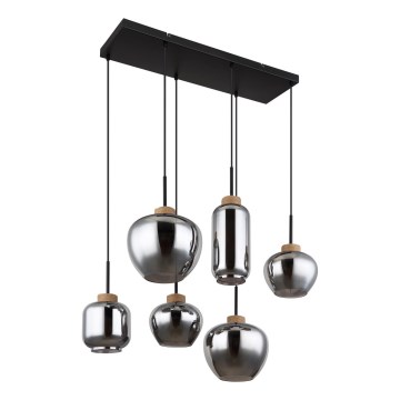 Globo - Candelabru suspendat pe cablu 6xE27/40W/230V negru