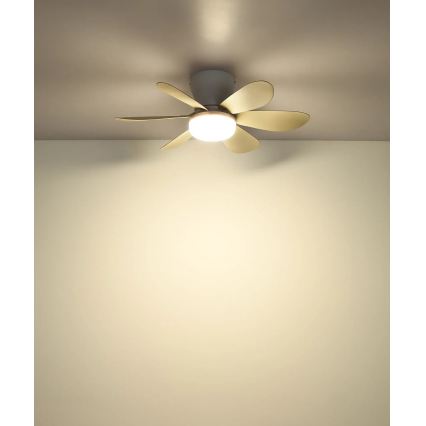 Globo - Ventilator de tavan LED dimabil LED/5W/230V 2700-6500K bej + telecomandă