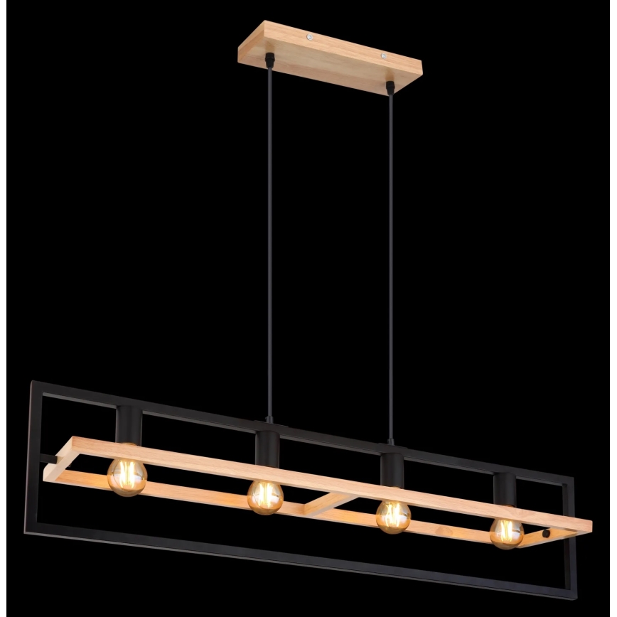 Globo ERICA 15575-4H - lustră pe cablu, 4xE27/40W/230V, negru/bej