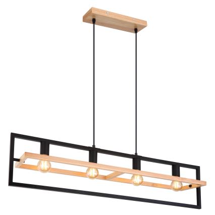 Globo ERICA 15575-4H - lustră pe cablu, 4xE27/40W/230V, negru/bej