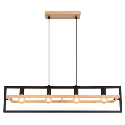 Globo ERICA 15575-4H - lustră pe cablu, 4xE27/40W/230V, negru/bej