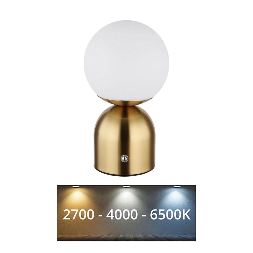 Globo - Lampă de birou LED tactilă reglabilă, LED/2,5W/3,7V 2700K/4000K/6500K 1800 mAh USB alamă