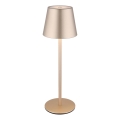 Globo - Lampă de masă pentru exterior, reglabilă prin atingere, reîncărcabilă, 3-în-1 LED/3W/5V 3000/4000/5000K IP54 1800 mAh alamă