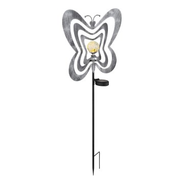 Globo - Lampă solară LED/3V, IP44, 300 mAh, fluture argintiu