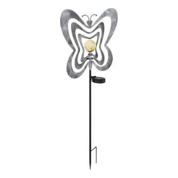 Globo - Lampă solară LED/3V, IP44, 300 mAh, fluture argintiu