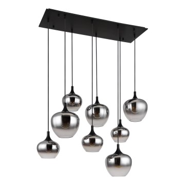 Globo - Lampă suspendată pe cablu 8xE27/40W/230V neagră