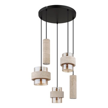 Globo - Lustră suspendată pe cablu 3xE27/40W/230V + 2xGU10/10W travertin