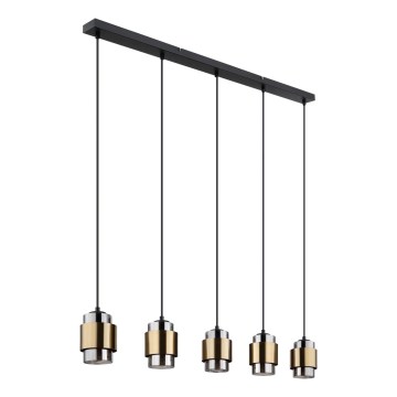 Globo - Lustră suspendată pe cablu 5xE27/40W/230V negru/alamă